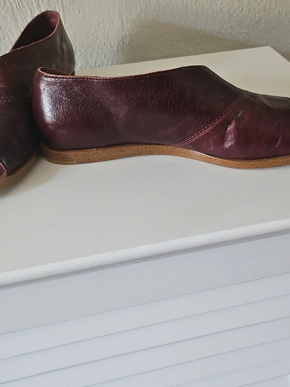 1. State Women's Open-Toe Leather Flats in Wine - Picture 3 of 5